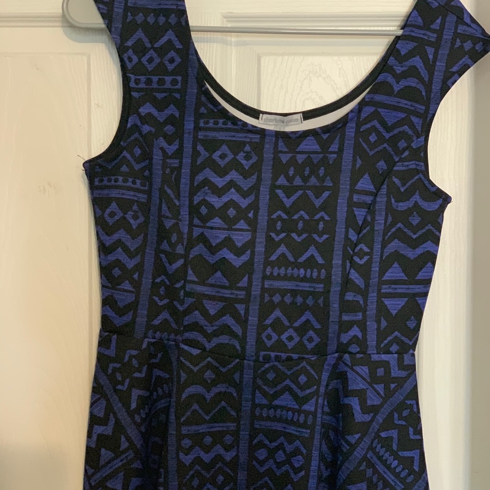 Royal Blue and Black Peplum Shirt
